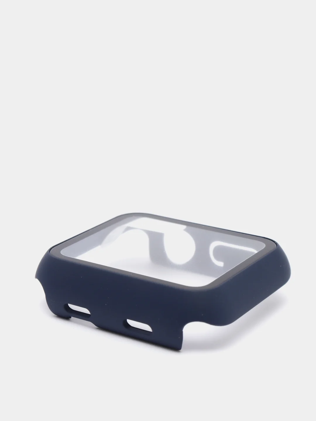 Индиго силиконовый ремешок + защитная накладка со стеклом на корпус Apple Watch 38 mm