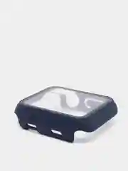 Индиго силиконовый ремешок + защитная накладка со стеклом на корпус Apple Watch 38 mm