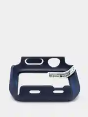 Индиго силиконовый ремешок + защитная накладка со стеклом на корпус Apple Watch 38 mm