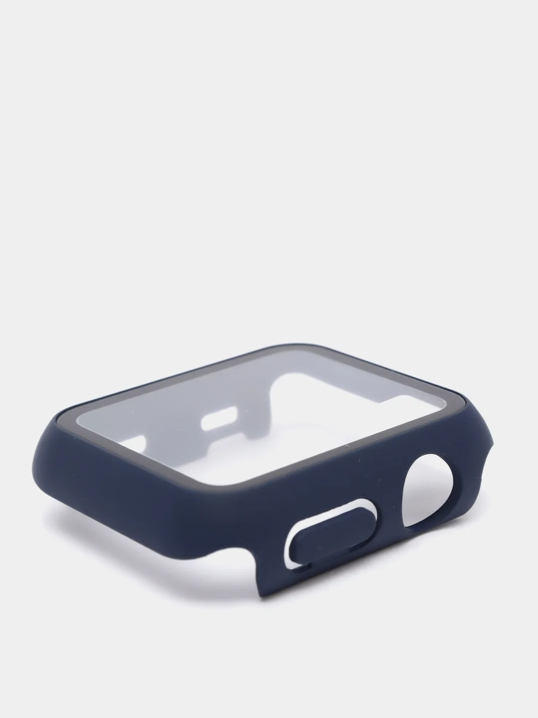 Индиго силиконовый ремешок + защитная накладка со стеклом на корпус Apple Watch 38 mm