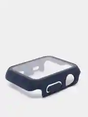 Индиго силиконовый ремешок + защитная накладка со стеклом на корпус Apple Watch 38 mm