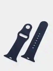 Индиго силиконовый ремешок + защитная накладка со стеклом на корпус Apple Watch 38 mm