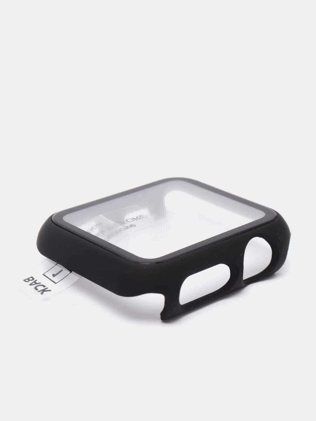 Черный силиконовый ремешок + защитная накладка со стеклом на корпус Apple Watch 38 mm