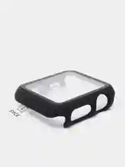 Черный силиконовый ремешок + защитная накладка со стеклом на корпус Apple Watch 38 mm