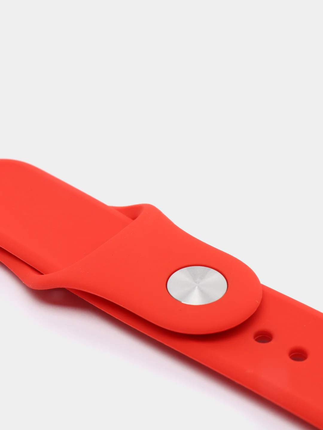 Красный силиконовый ремешок + защитная накладка со стеклом на корпус Apple Watch 44 mm