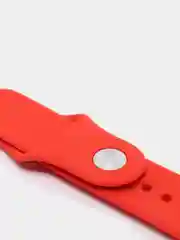 Красный силиконовый ремешок + защитная накладка со стеклом на корпус Apple Watch 44 mm