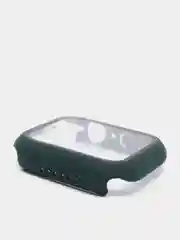 Зелёный хаки силиконовый ремешок + защитная накладка со стеклом на корпус Apple Watch 44 mm
