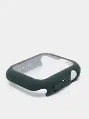 Зелёный хаки силиконовый ремешок + защитная накладка со стеклом на корпус Apple Watch 44 mm