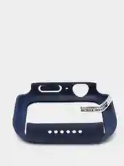 Темно-синий силиконовый ремешок + защитная накладка со стеклом на корпус Apple Watch 44 mm
