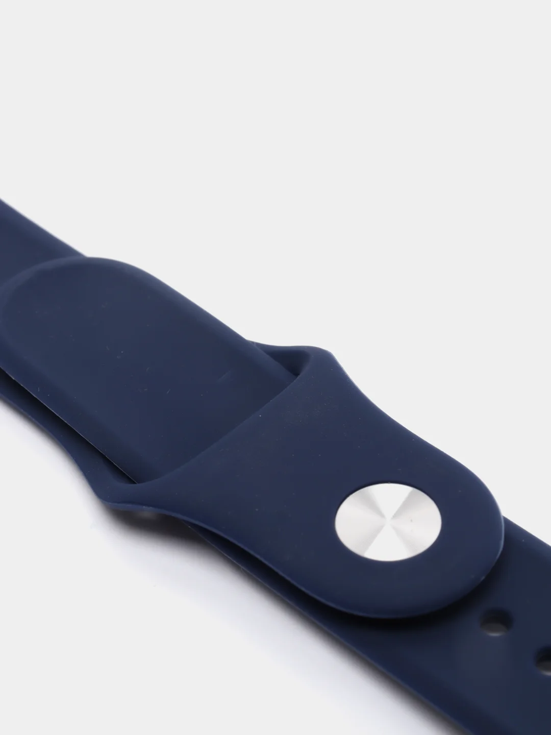 Темно-синий силиконовый ремешок + защитная накладка со стеклом на корпус Apple Watch 44 mm