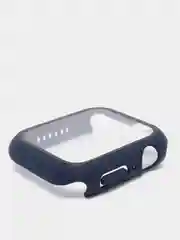 Темно-синий силиконовый ремешок + защитная накладка со стеклом на корпус Apple Watch 44 mm