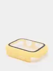 Лимонный силиконовый ремешок + защитная накладка со стеклом на корпус Apple Watch 38, 40, 42, 44 mm