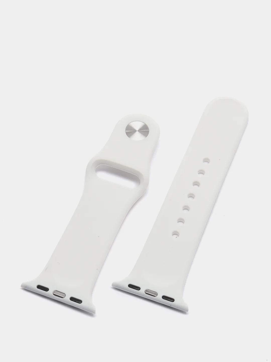 Бежевый силиконовый ремешок + защитная накладка со стеклом на корпус Apple Watch 40 mm