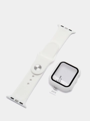 Силиконовый ремешок + защитная накладка со стеклом на корпус Apple Watch 40 mm