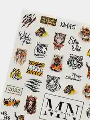 Слайдеры - водные наклейки для дизайна ногтей MIW NAILS W47 тигр 2022 LOVE / stay wild