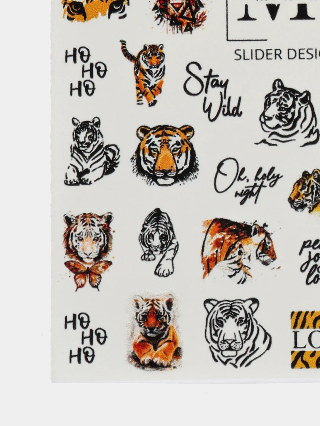 Слайдеры - водные наклейки для дизайна ногтей MIW NAILS W47 тигр 2022 LOVE / stay wild
