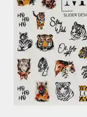 Слайдеры - водные наклейки для дизайна ногтей MIW NAILS W47 тигр 2022 LOVE / stay wild