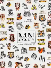 Слайдеры - водные наклейки для дизайна ногтей MIW NAILS W47 тигр 2022 LOVE / stay wild