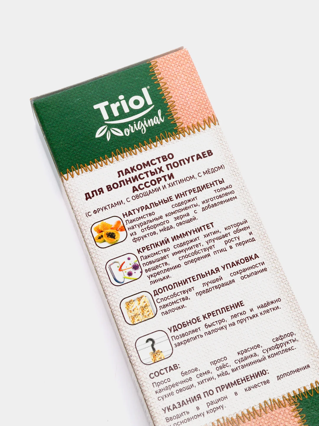 Лакомство Triol Original для волнистых попугаев АССОРТИ (уп.3шт.), 80г