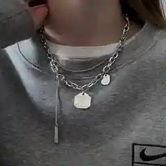 Серый металлик цепочка на шею,Цепочка на шею, цепь с подвесками, серебряный чокер, двойная цепочка