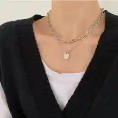 Серый цепочка на шею,Цепочка на шею, цепь с подвесками, серебряный чокер, двойная цепочка