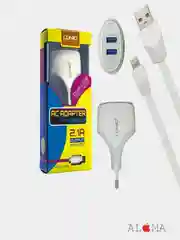 Сетевое зарядное устройство  LDNIO A2268 2 USB порта + кабель Lightning/Micro USB 2.1A