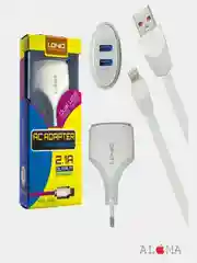 Сетевое зарядное устройство  LDNIO A2268 2 USB порта + кабель Lightning/Micro USB 2.1A
