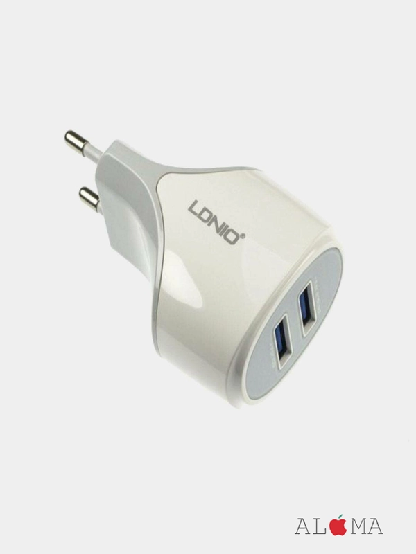 Сетевое зарядное устройство  LDNIO A2268 2 USB порта + кабель Lightning/Micro USB 2.1A