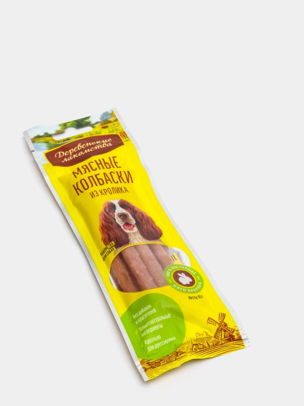 Деревенские лакомства Мясные колбаски из кролика (100% мясо), 45гр
