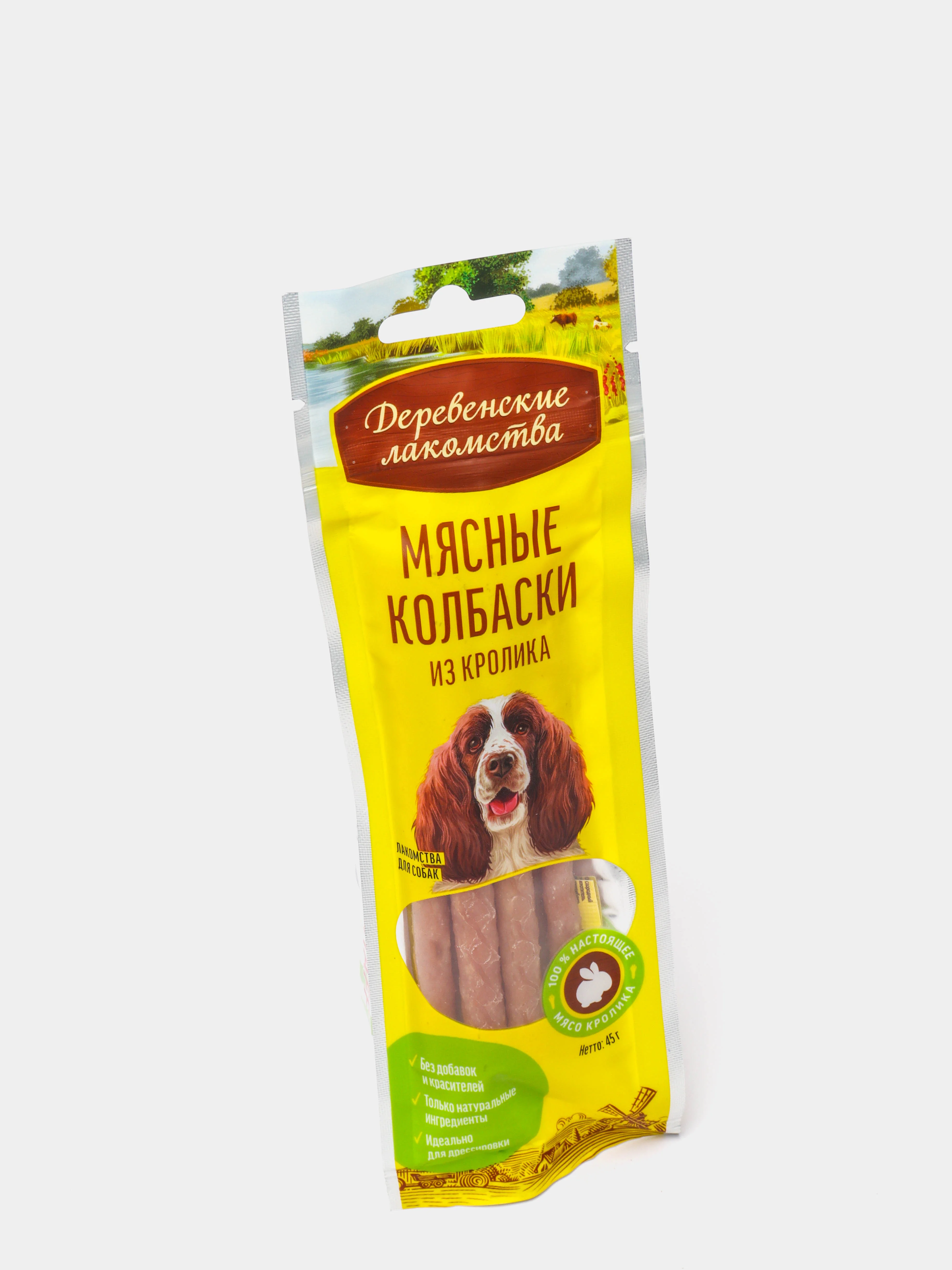 Деревенские лакомства Мясные колбаски из кролика (100% мясо), 45гр