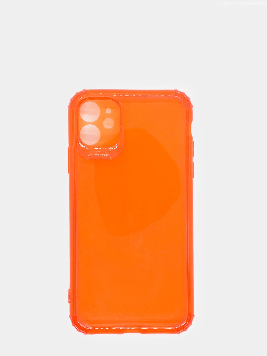 Оранжевый чехол силиконовый, прозрачный " Неон" для Айфон iPhone 11 / 11 Pro / 11 Pro Max / 12