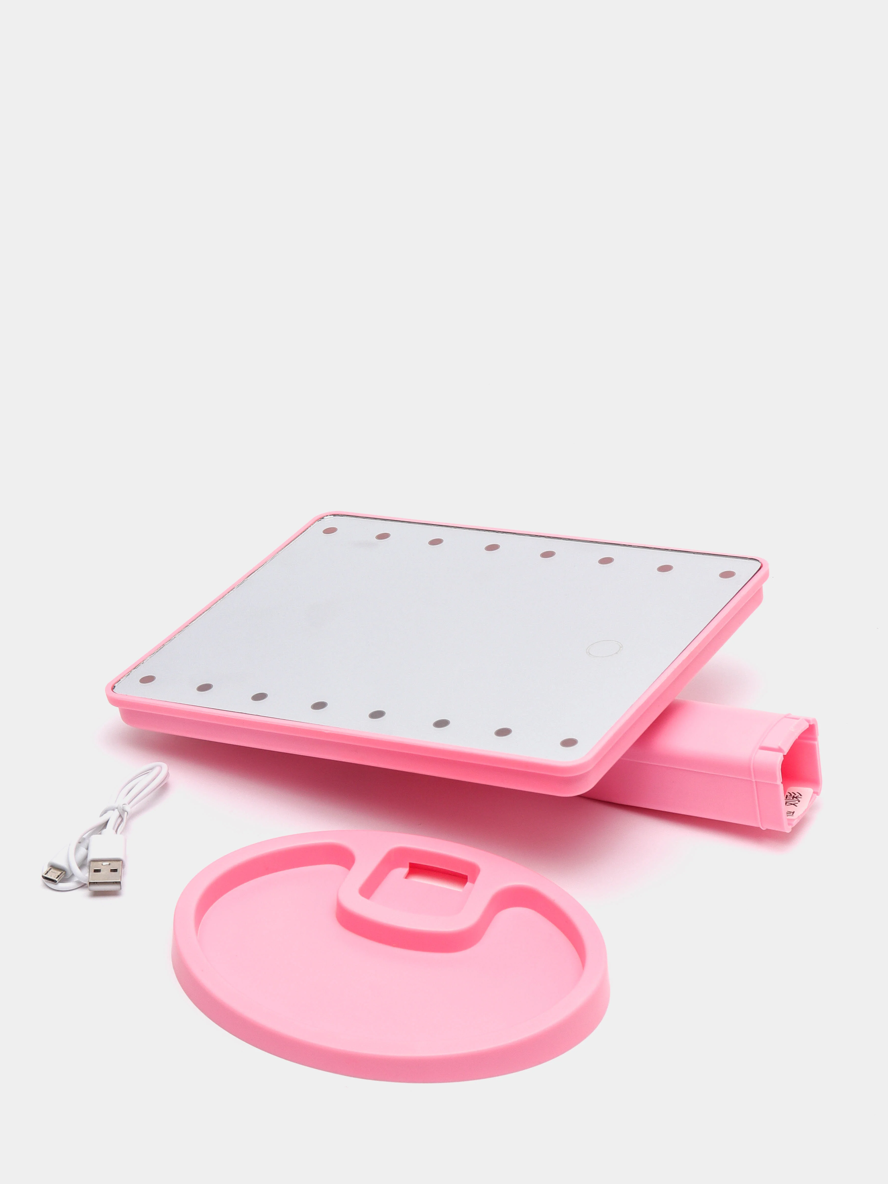 Розовый настольное зеркало с подсветкой, USB-кабель