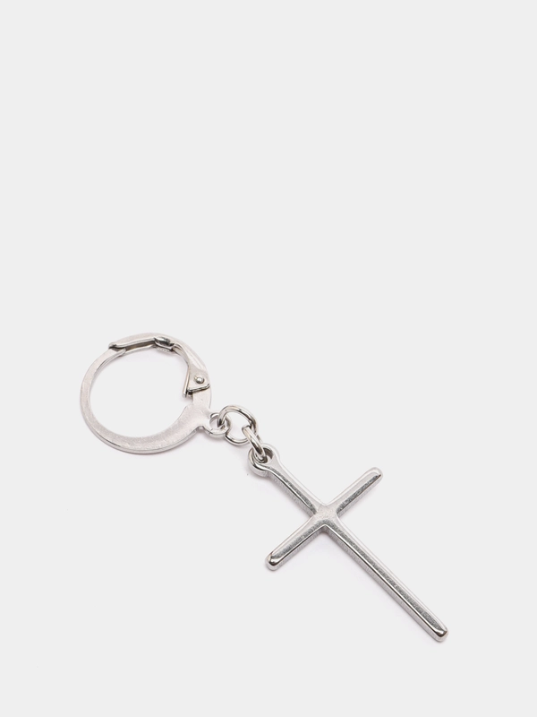 Серьга с подвеской "Крест" из стали