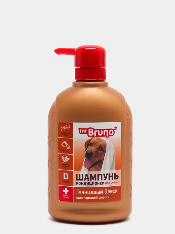 Шампунь-кондиционер Mr.Bruno, глянцевый блеск для короткой шерсти, 350 мл
