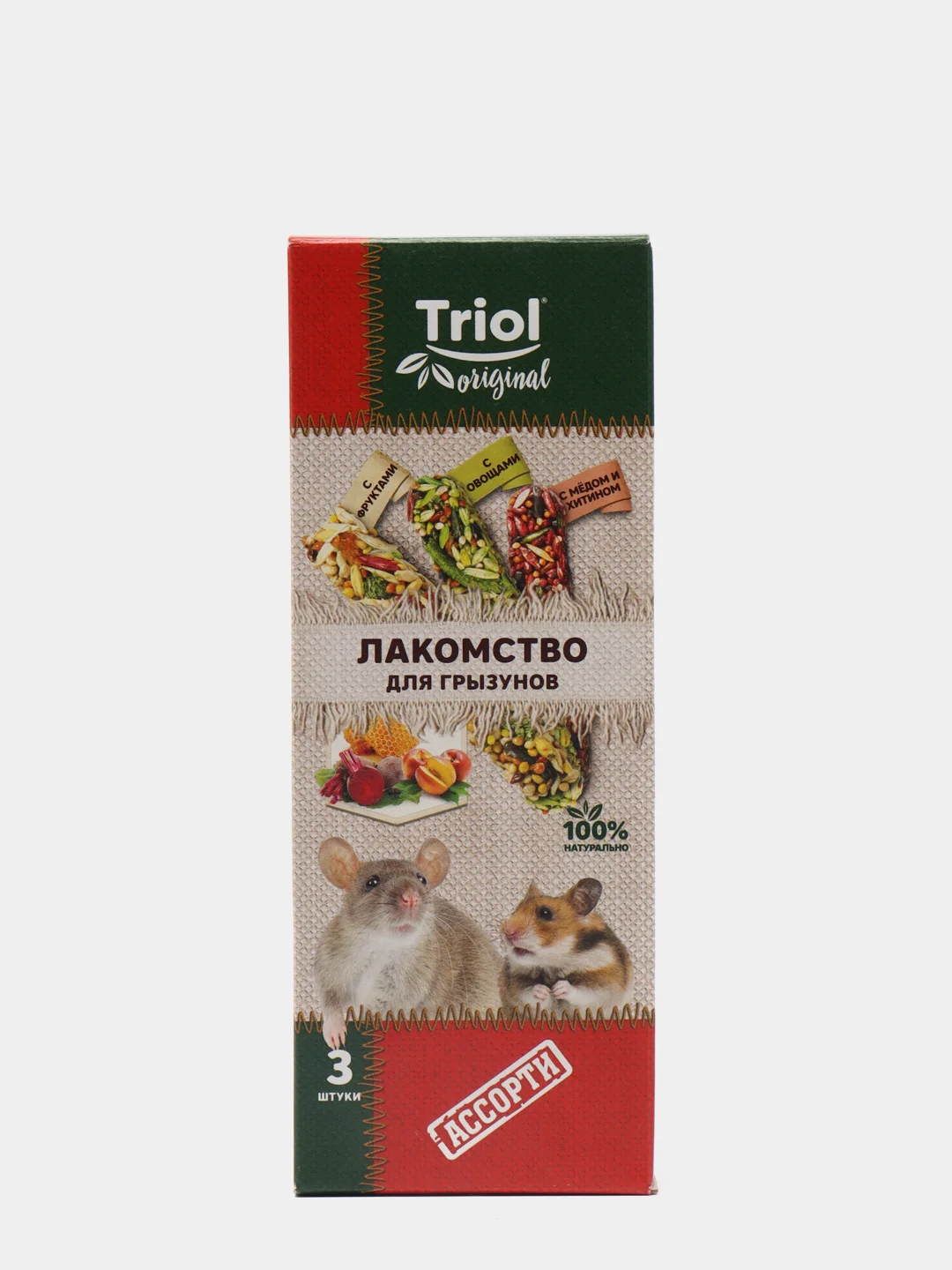 Лакомство Triol Original для грызунов АССОРТИ (уп.3шт.), 75г