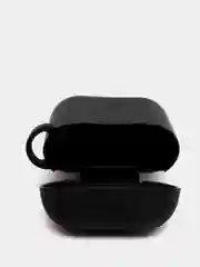 Черный чехол для наушников Airpods силиконовый с карабином