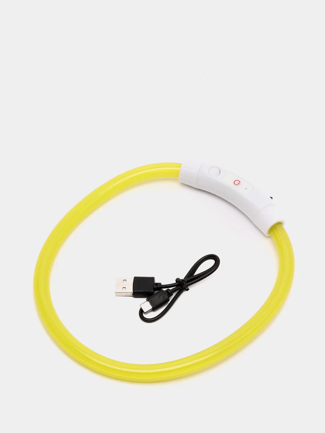 Желтый ошейник светящийся для собак с USB
