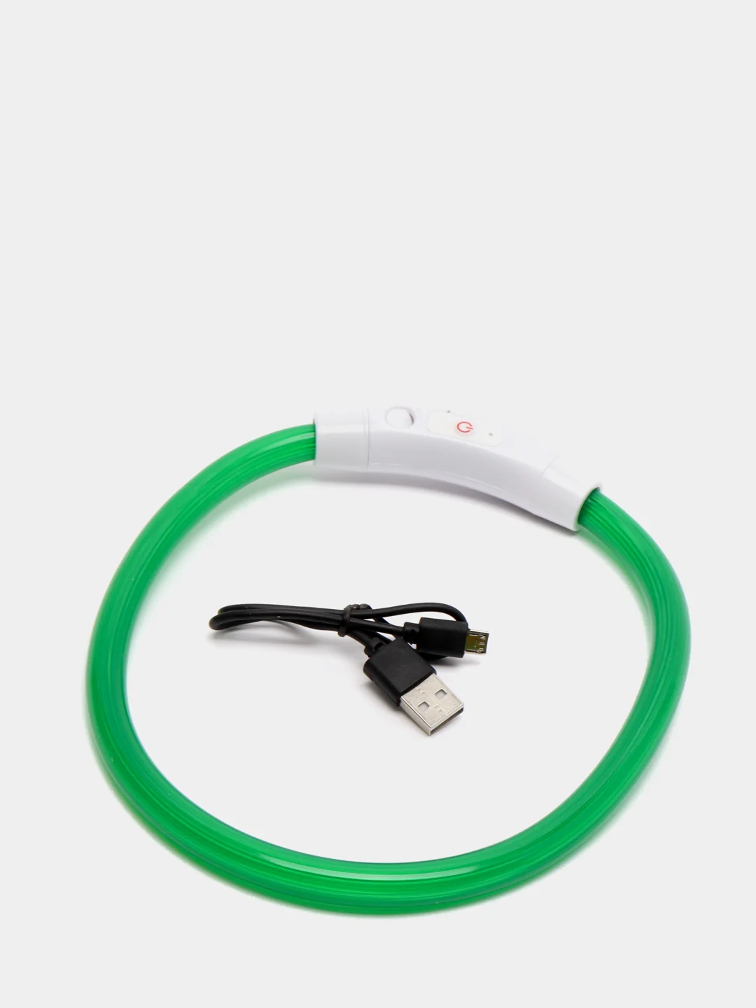 Зеленый ошейник светящийся для собак с USB