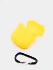 Желтый чехол для наушников Airpods силиконовый с карабином