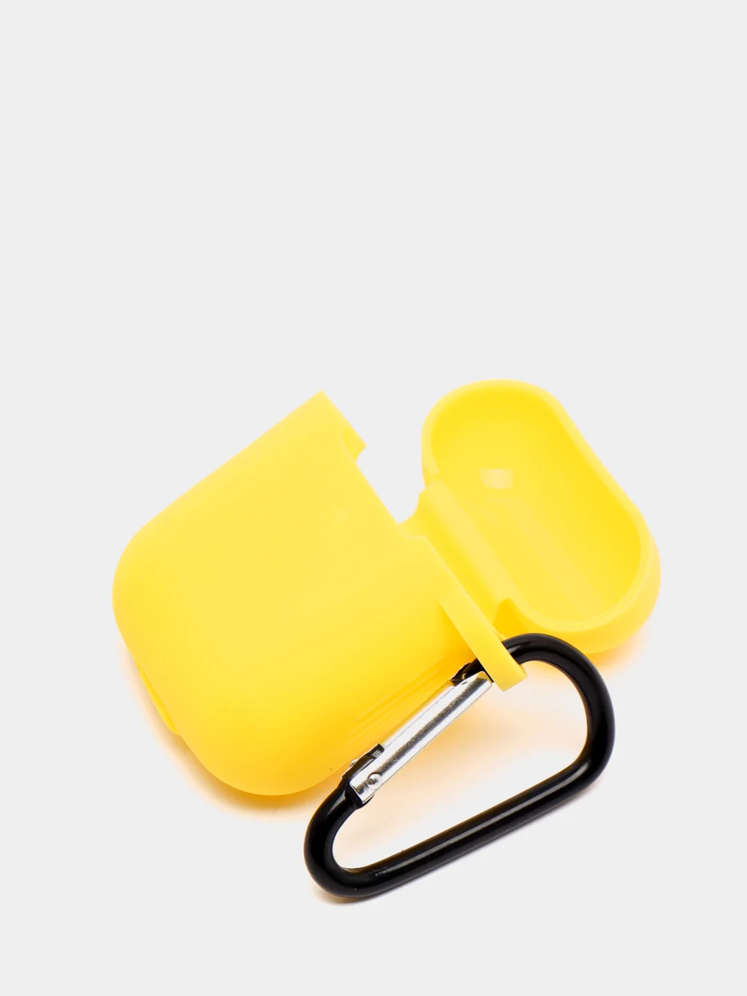 Желтый чехол для наушников Airpods силиконовый с карабином