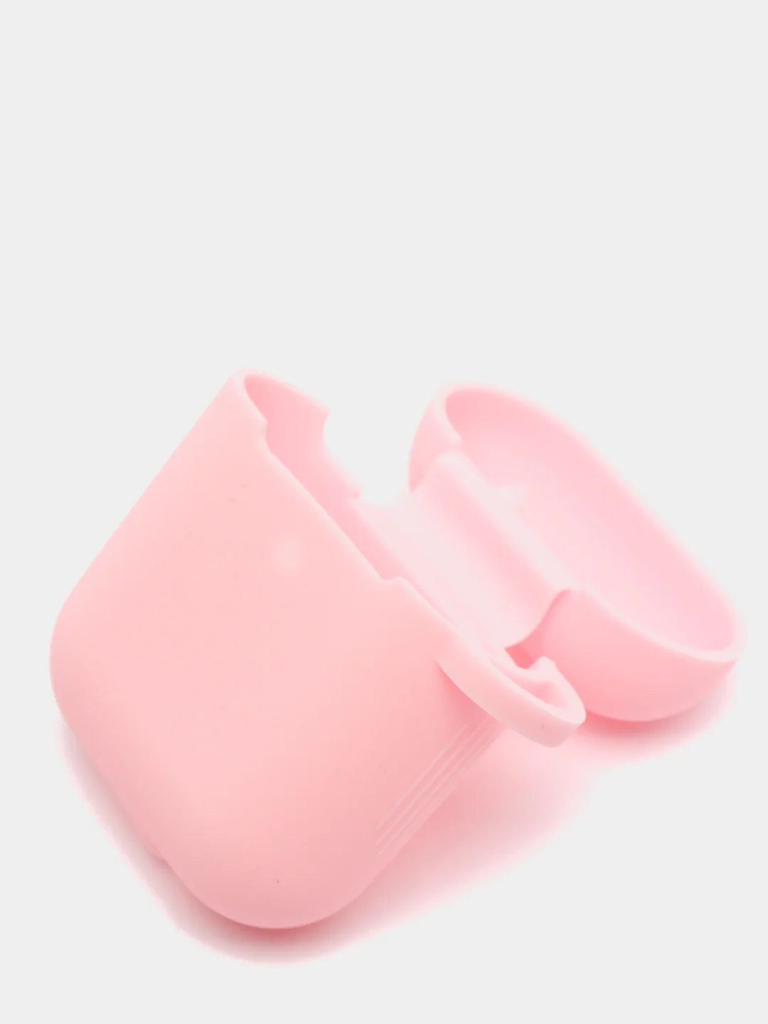 Розовый чехол для наушников Airpods силиконовый с карабином