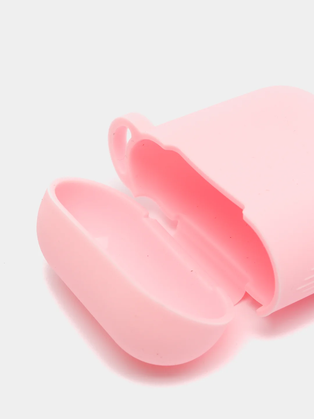 Розовый чехол для наушников Airpods силиконовый с карабином