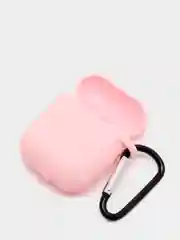 Розовый чехол для наушников Airpods силиконовый с карабином