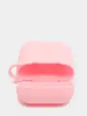 Розовый чехол для наушников Airpods силиконовый с карабином