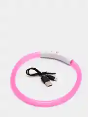 Розовый ошейник светящийся для собак с USB