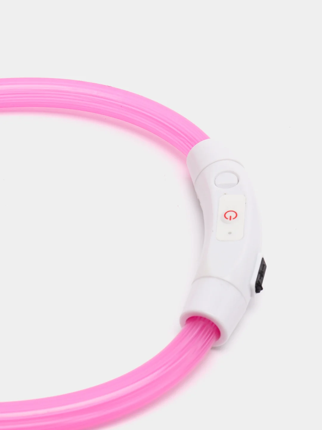 Розовый ошейник светящийся для собак с USB