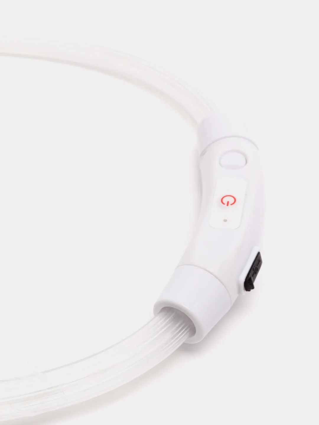 Белый ошейник светящийся для собак с USB