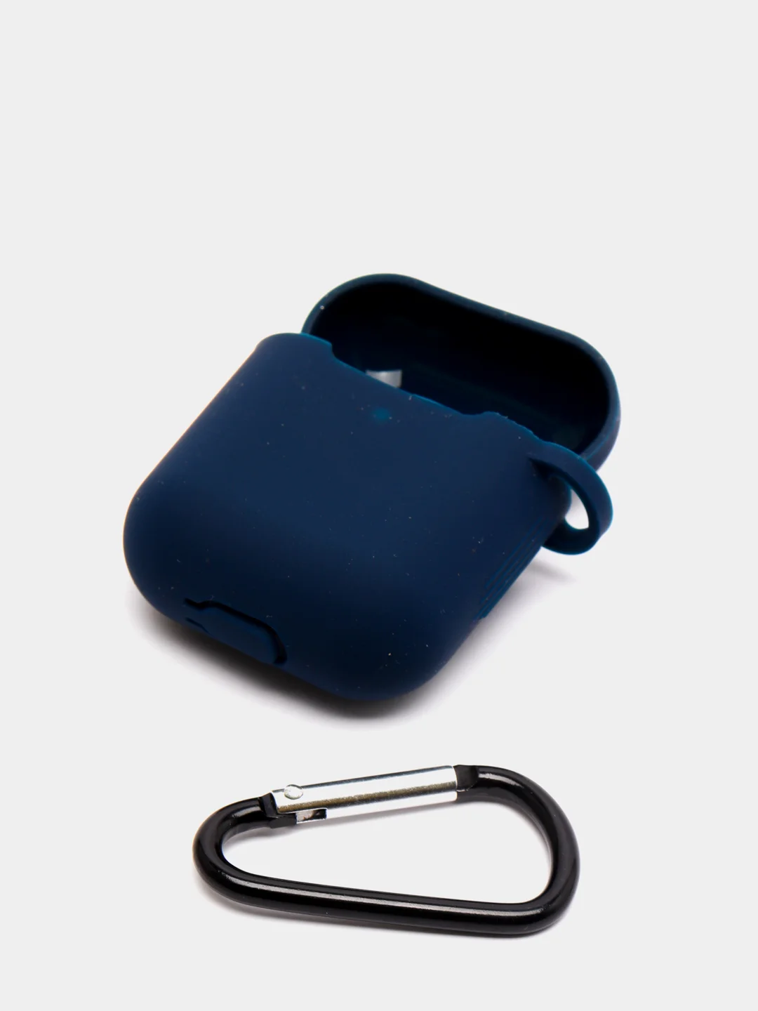 Индиго чехол для наушников Airpods силиконовый с карабином