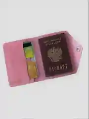 Розовый обложка для паспорта, натуральная кожа