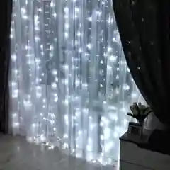 Белый гирлянда - штора с большими светодиодами занавеска, 300 LED, 3х3 метра, 10 крючков